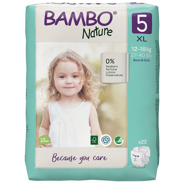 BAMBO Nature <mark>F</mark>raldas 5 XL | 12-18 kg | 22 peças