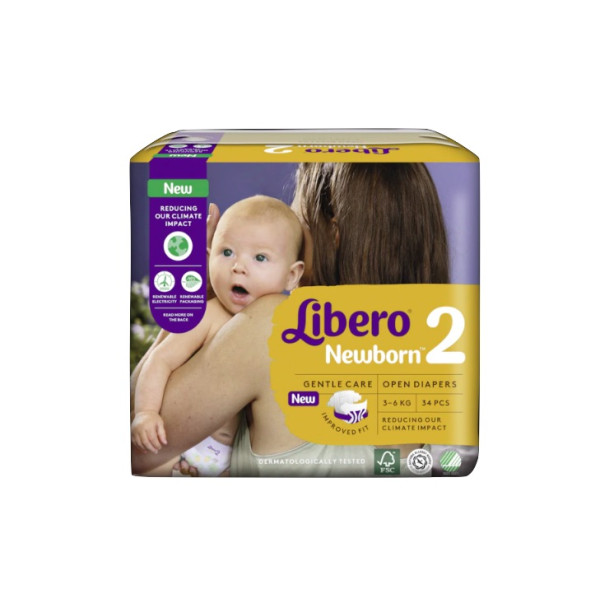 LIBERO Newborn 2 Fraldas | 3-6kg | 34 Unid.