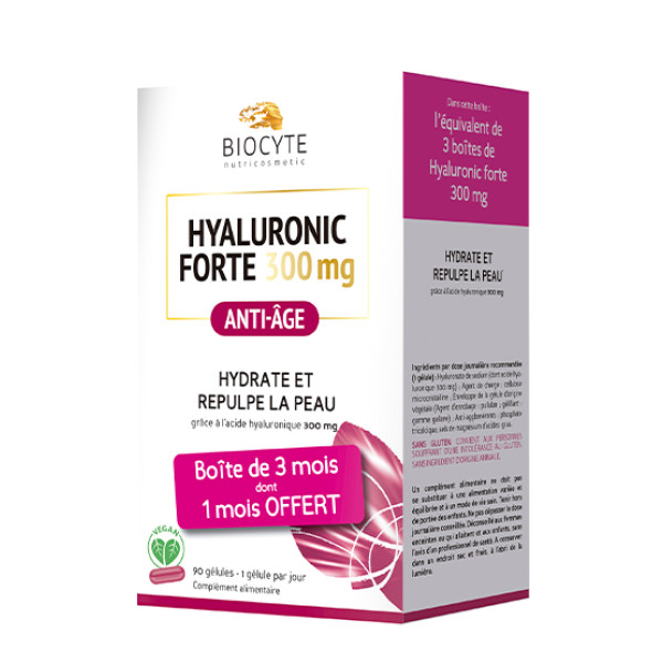 Biocyte Hyaluronic Forte 300 mg Antienvelhecimento Trio Cápsulas 3 x 30 Unidade(s) com Oferta da 3ª Embalagem, cáps(s)