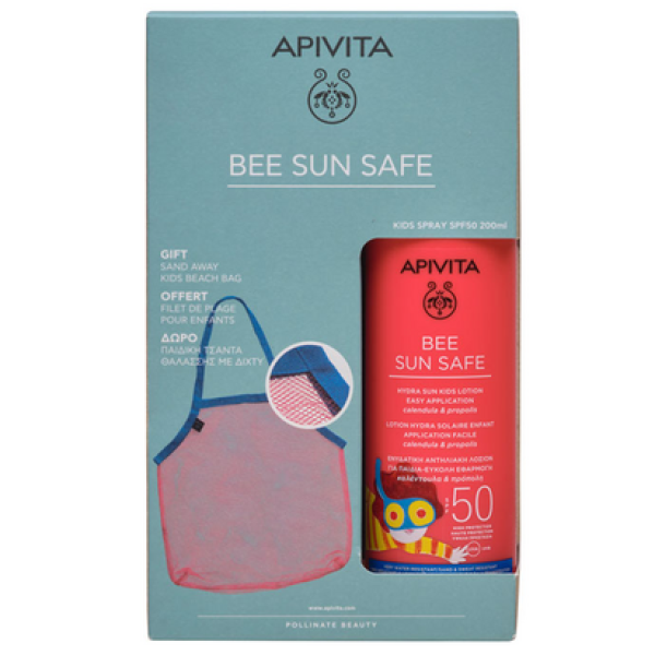 Apivita Bee Sun Safe Loção solar hidratante para crianças SPF50 200 ml com Oferta de Saco de praia para crianças