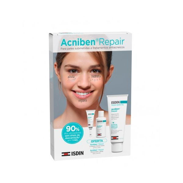 Isdin Teen Skin Rx Acniben Repair Gel-creme 40 ml com Oferta de Bálsamo labial renovador + Emulsão <mark>f</mark>acial limpeza